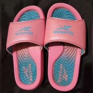 Reebok Pink and Blue Slides For Kids Size 13